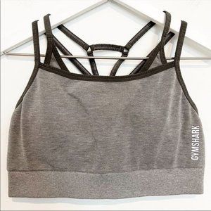 GYMSHARK adapt marl seamless strappy athletic sports bra gray padded size medium